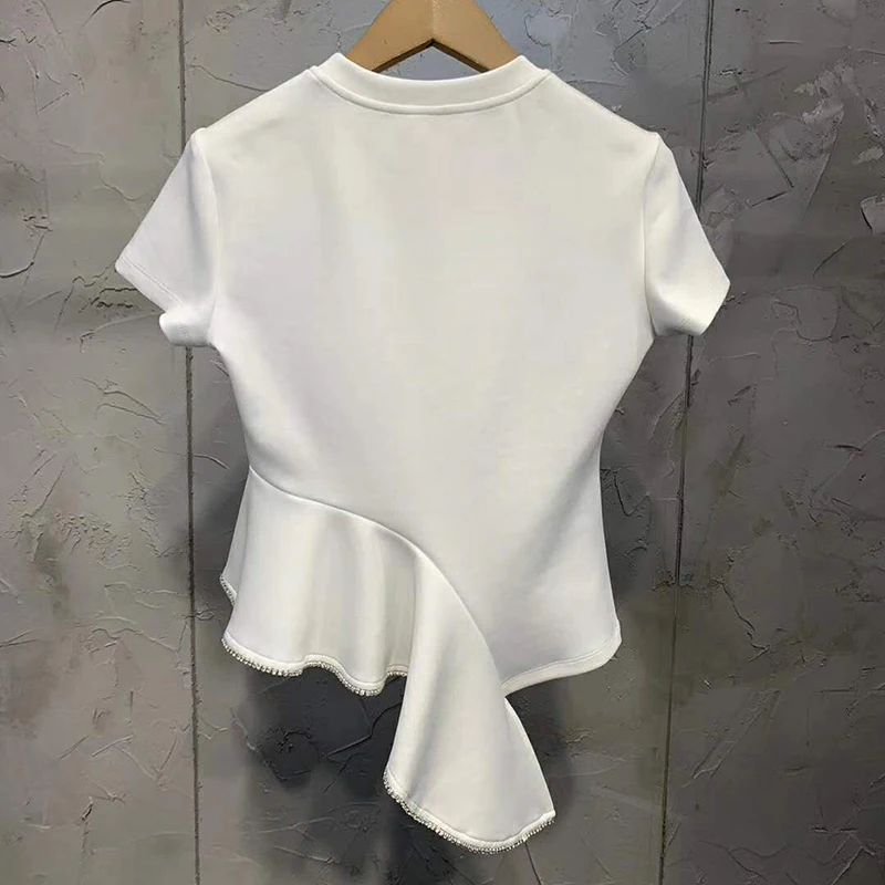 Однотонное платье TWOTWINSTYLE, асимметричное весеннее платье с круглым вырезом и короткими рукавами, с оборками