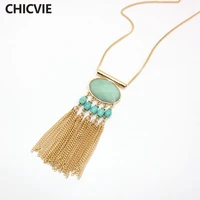 chicvie vintage multilayer chain necklace long tassel necklaces pendants jewelry for women sne160133