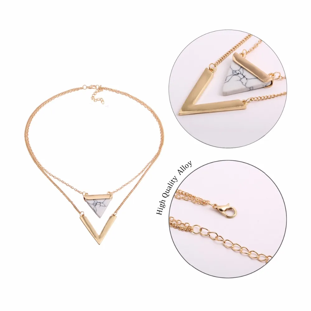 Женское колье чокер ElegantRose белое/черное из натурального камня с золотым кольцом