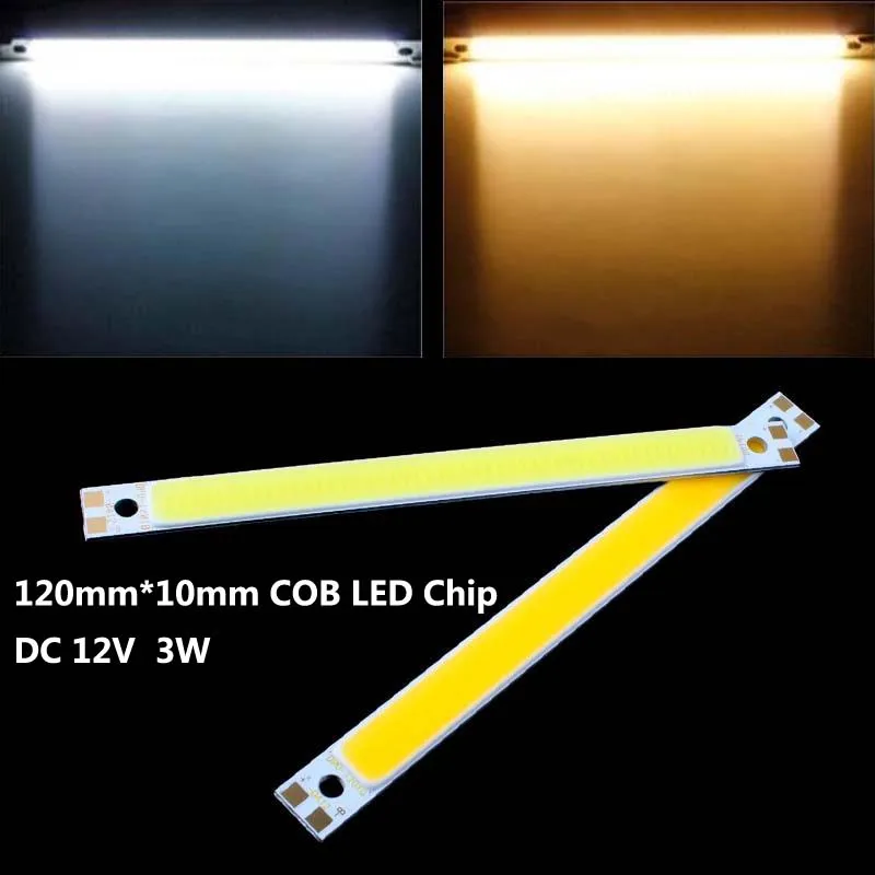 High Quality LED COB Light Strip 12V-13V 3W 120mm*10mm DIY LED COB For Home Outdoor Lamp Light Source 2pcs/lot Free Shipping