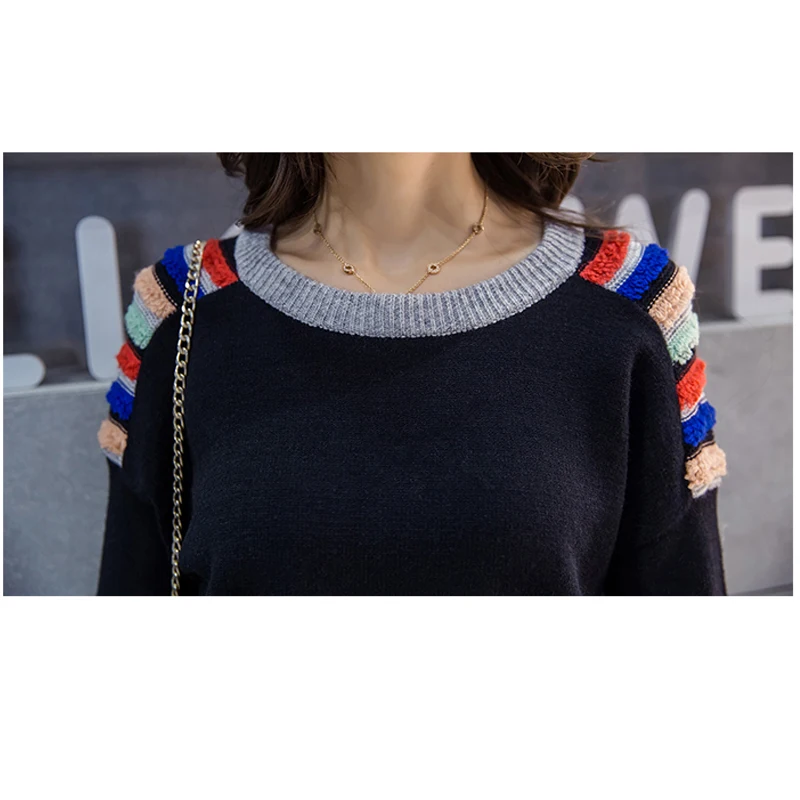 Женщины Нью-Топы Зима Теплая Вязаный Свитер женская Пуловер Сладкий Вязание