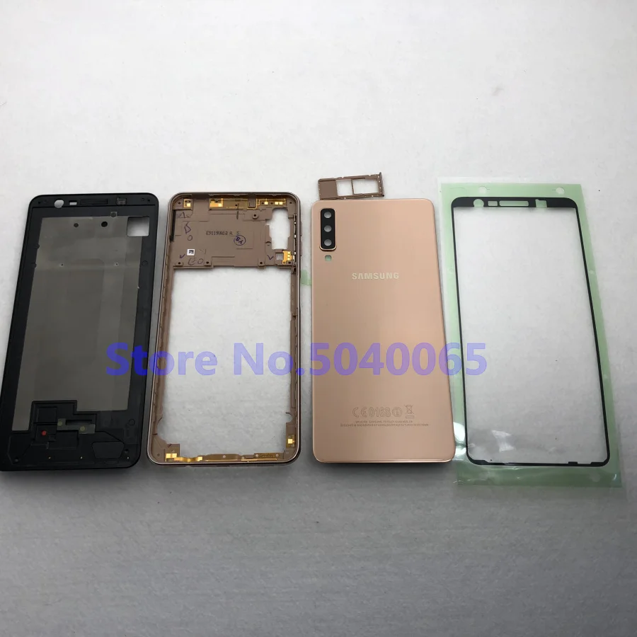 Для samsung A7 SM-A750F A750F полный Корпус Передняя средняя рамка пластина ободок Батарея задняя крышка двери чехол A7 A750