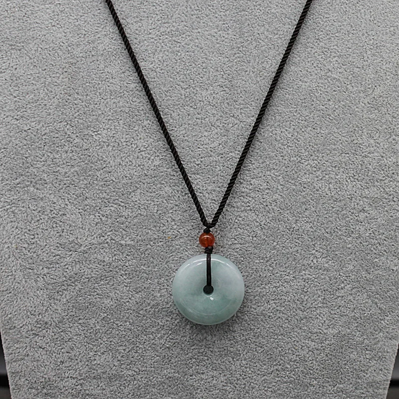 

Burma Jade Pendant Hand Carved Drop Shipping Lucky Amulet Safety Button Lovers Jadeite Necklace With Chain For Men Women Gifts
