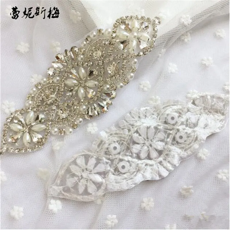 1 шт. блестящая аппликация ручной работы с кристаллами и жемчугом для свадебных