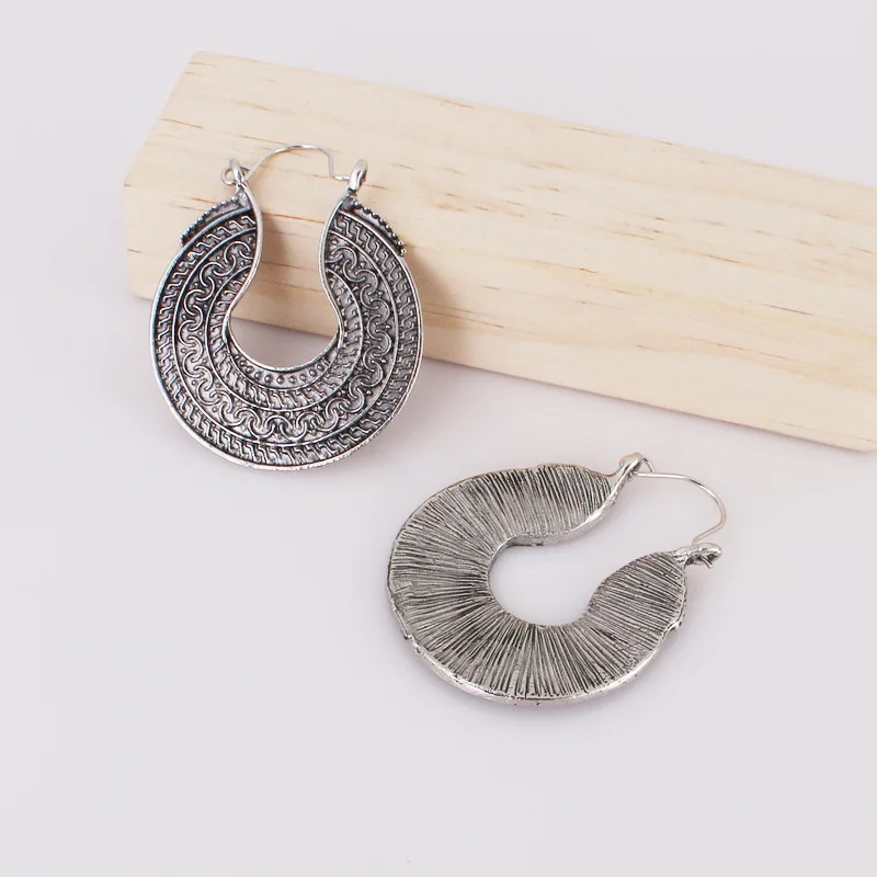Серьги кольца серебряные в античном стиле для женщин и девушек|hoop earrings for women|hoop