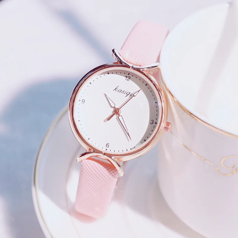 Женские кварцевые часы Montre Femme простые модные с кожаными наручными часами