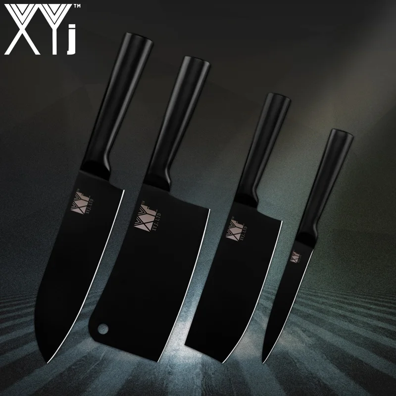 A. 4pcs Knife XYj 4 шт. нескользящий набор ножей из нержавеющей стали 7 ''Santoku 6,5'' разделочный 5 ''универсальный нож инструменты для приготовления мяса рыбы - Цвет: A. 4pcs Knife