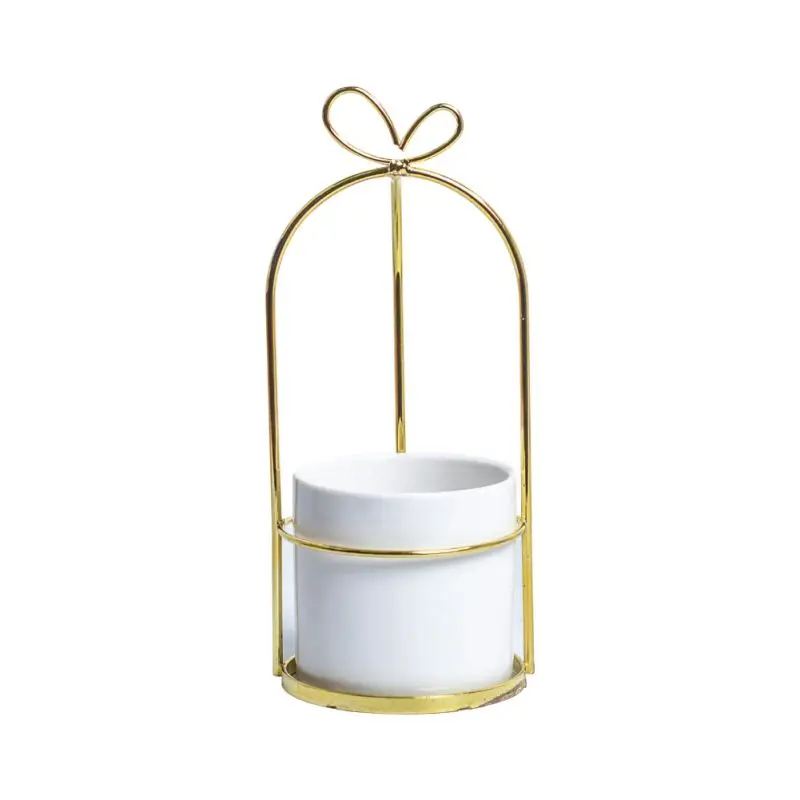 Керамический цветочный горшок + железные держатели для растений набор комнатных