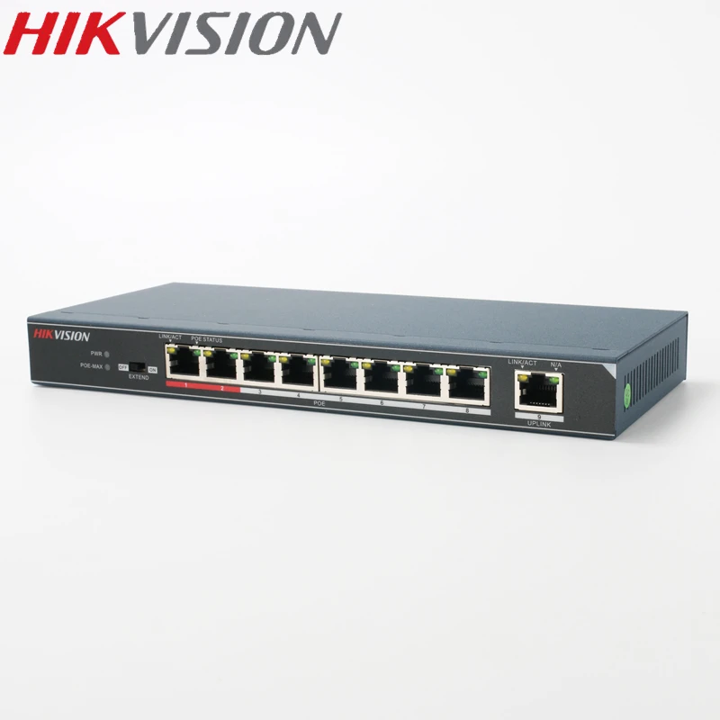 Hikvision DS-3E0109P-E Unmanaged PoE Switch 8 Ports 10/100 Mbps Adaptive Metal Material For 8CH NVR And CCTV IP Cameras