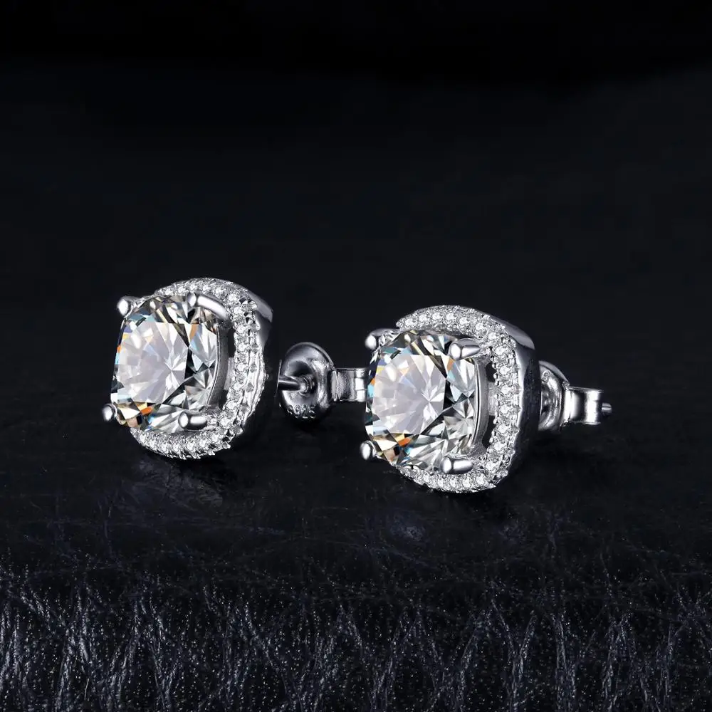 Женские серьги гвоздики JPalace Cubic Zirconia Halo корейские из стерлингового серебра 925