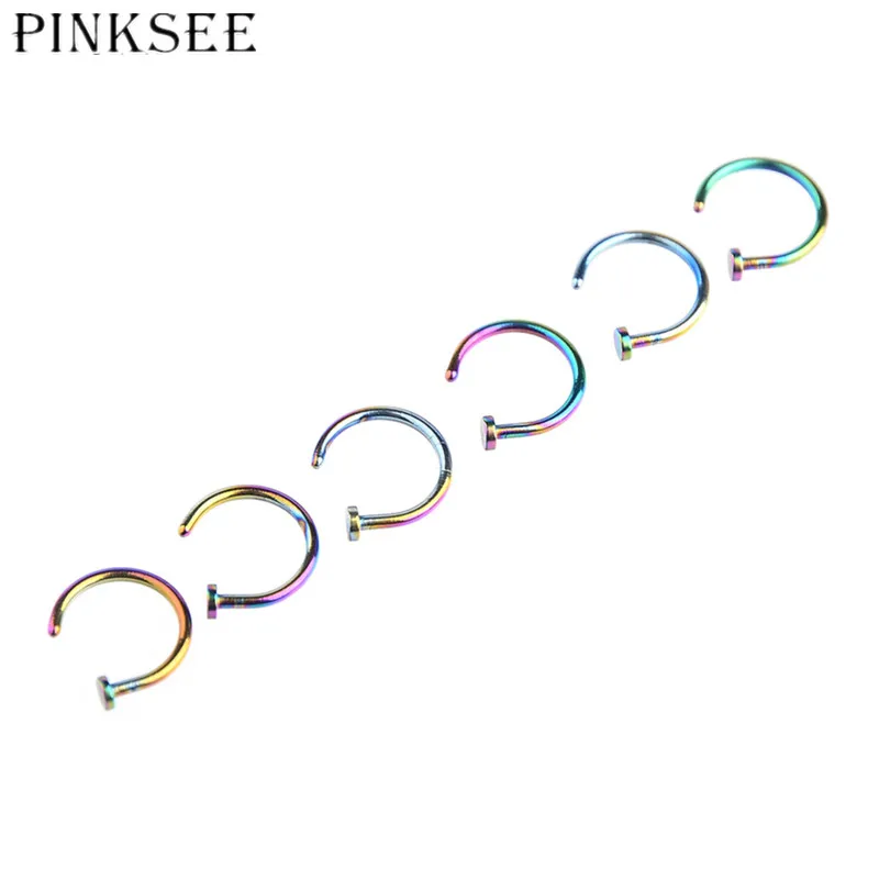 PINKSEE 10 шт./лот ноздрю из нержавеющей стали кольцо гвоздики зажим для носа