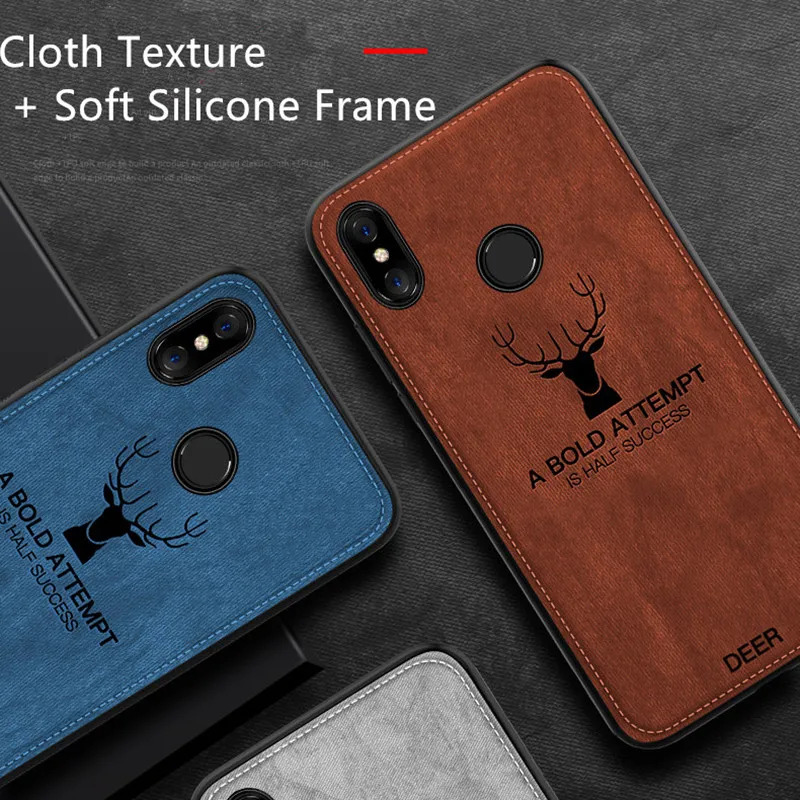 Luxury Retro Deer Cloth Texture Phone Case For Xiaomi Redmi Note 5 Pro Slim Soft TPU Leather Cover Mi 8 Mi8 |