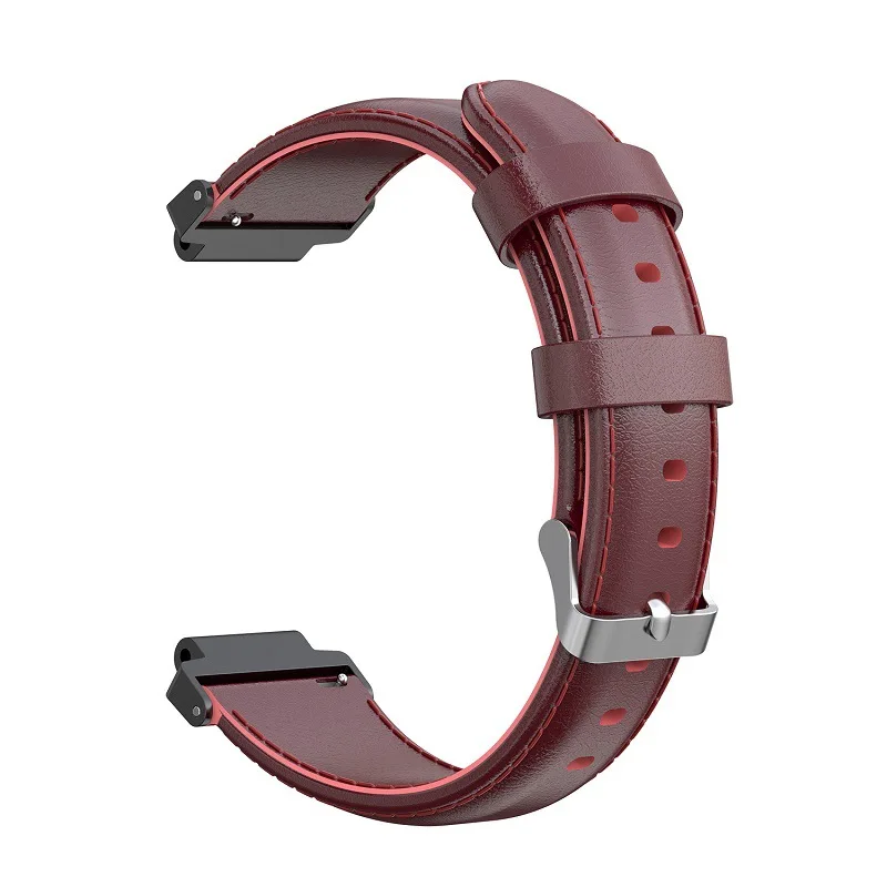 Dark red Натуральная кожа Ремешки для часов Garmin Forerunner 220 230 235 620 735 735XT S20 S5 S6 Смарт ремешок для часов спортивный кожаный ремень - Цвет: Dark red