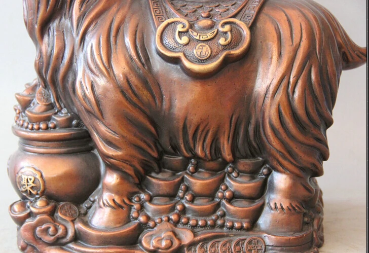 JP S61 11 &quotКитайская красная бронза Money treasure bowl Зодиак Год овец скульптура козы