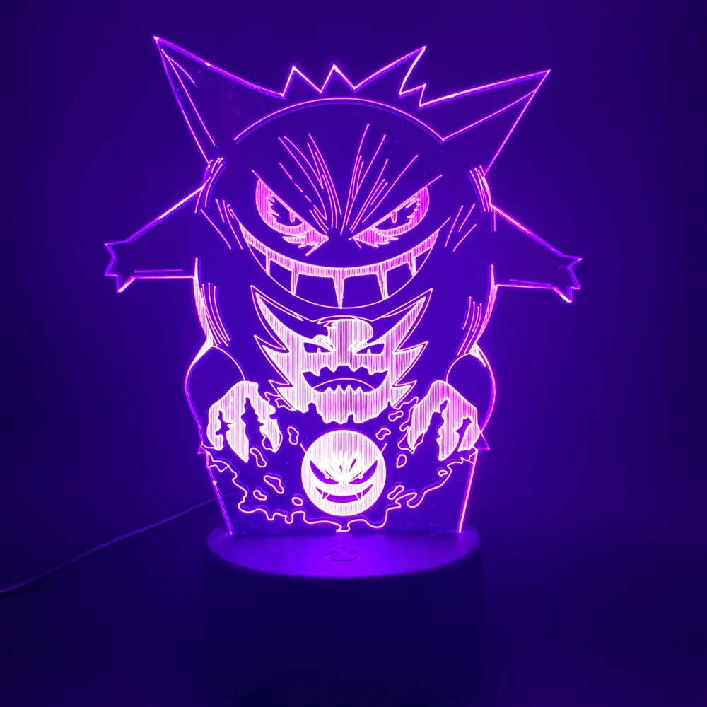 Игра Pokemon Go Gengar фигурка светодиодный 3d-ночник лучший подарок для детей Детская спальня декоративный атмосферный ночник лампа 3d