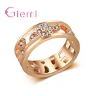 Высокое качество модные микро инкрустированный полый штамп кольца для женщин Свадебные с кубическим цирконом CZ Кристалл кольцо розовое золото Anillo