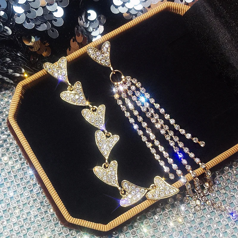 Европейские модные свисающие серьги для Для женщин сердце любовь Ленточки