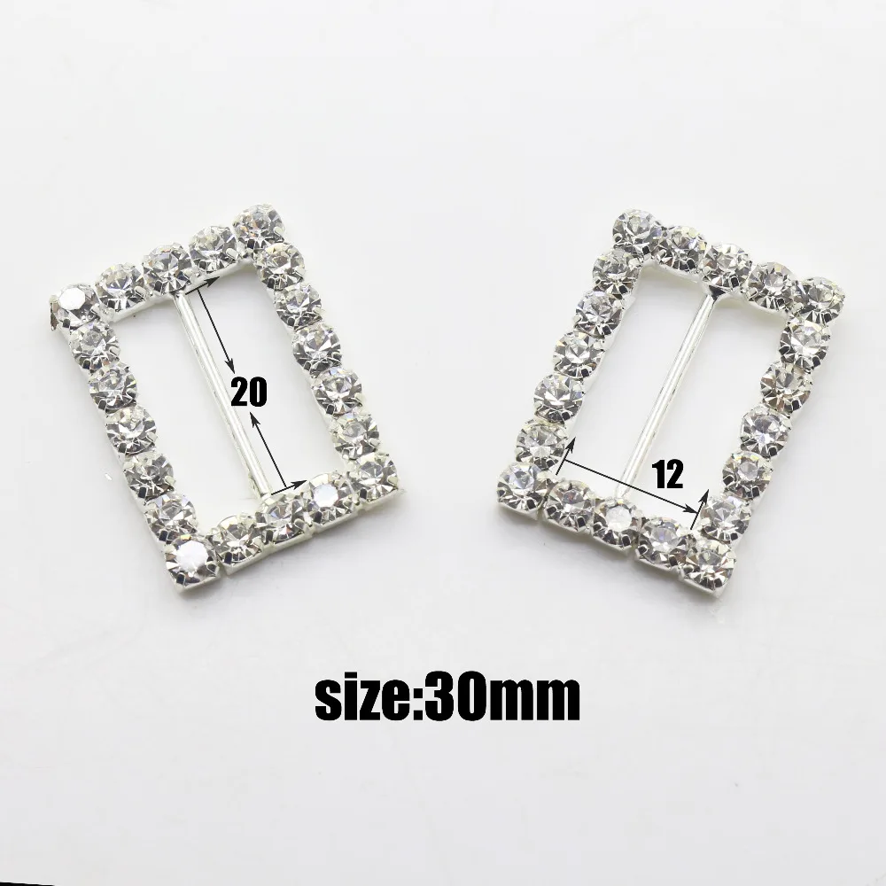 10 шт./лот 30 мм прямоугольная форма горного Хрусталя Пряжка слайдер для свадебных