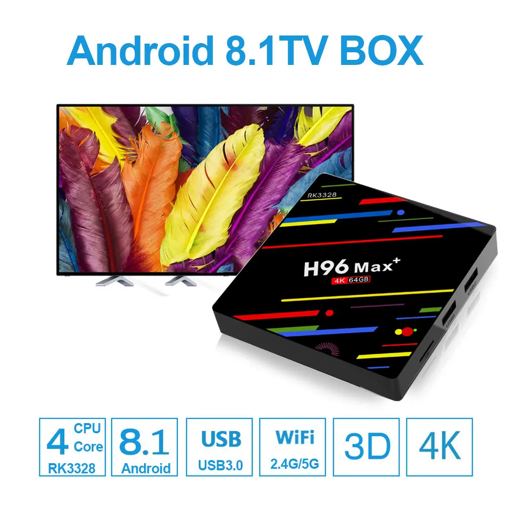 H96 Max plus Smart tv box Android 8,1 IP tv поддержка 4 K 4 GB di ram 32 GB 64 GB di rom wiFi 2,4G/5G& BT Android IP tv Box pk X96