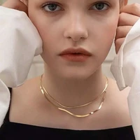 yun ruo rose gold color snake chain choker necklace accessory lace 316l titanium steel jewelry woman never fade drop shipping