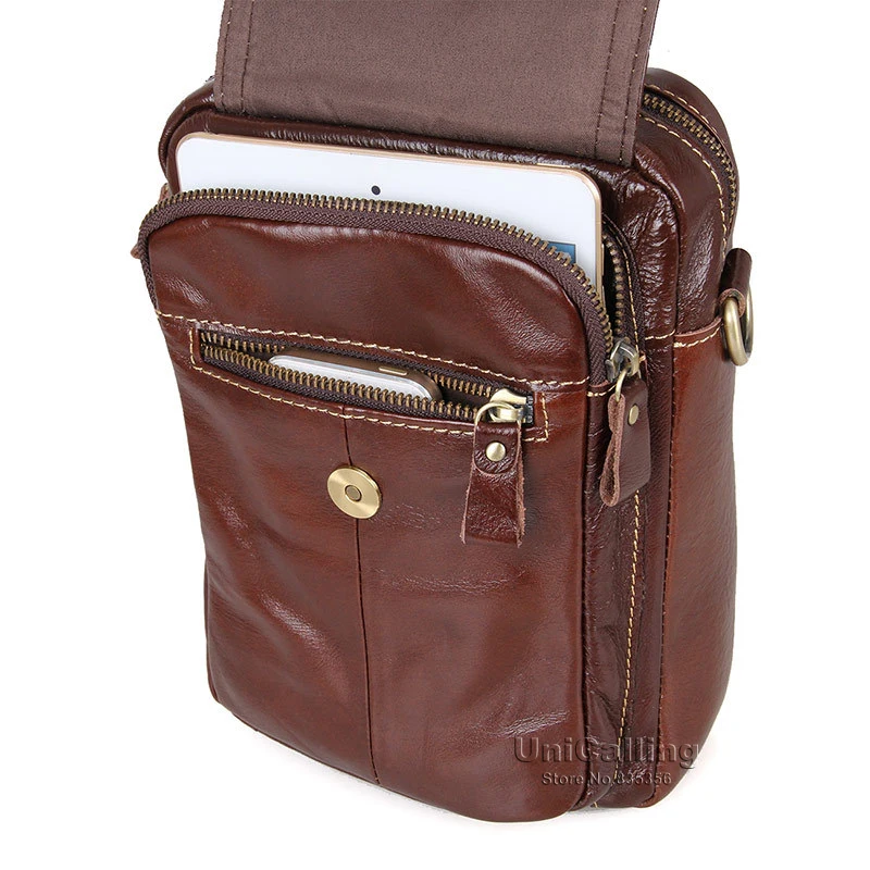 Мужская маленькая сумка из натуральной кожи брендовая модная сумка-мессенджер