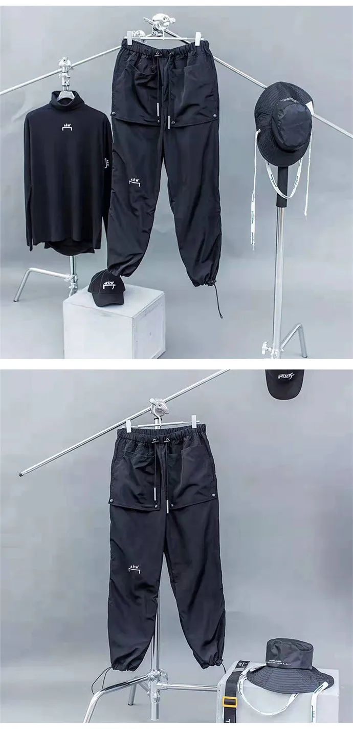 Черные a-cold-Wall* брюки 19ss эксклюзивные Teohnial нейлоновые спортивные штаны с пуговицами и большими карманами, завязанные на ноги a-cold-Wall брюки мужские ACW
