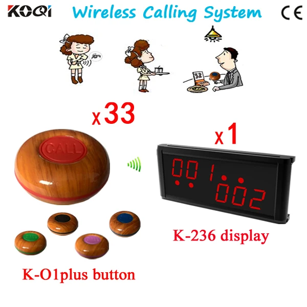 Restaurant Ordering Pager System K-236 Receiver with 2 Groups Number And Single-key Transmitter Waterproof