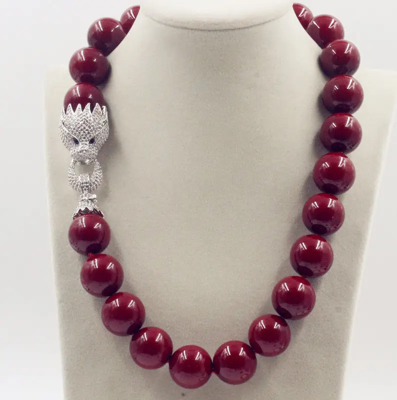 

Selling>Huge 20mm Genuine Red Shell Pearl Necklace 19'' +box AAA Crystal Clasp>free shipping