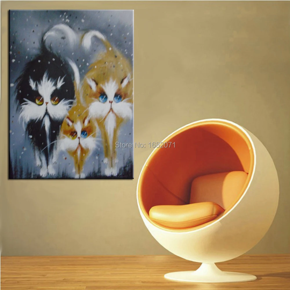 Ручная роспись высокое качество Современная картина маслом с кошками на холсте