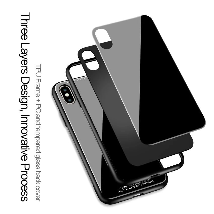 Tcicpc для iPhone 10 чехол X Case силиконовая рамка + зеркало из закаленного стекла задняя