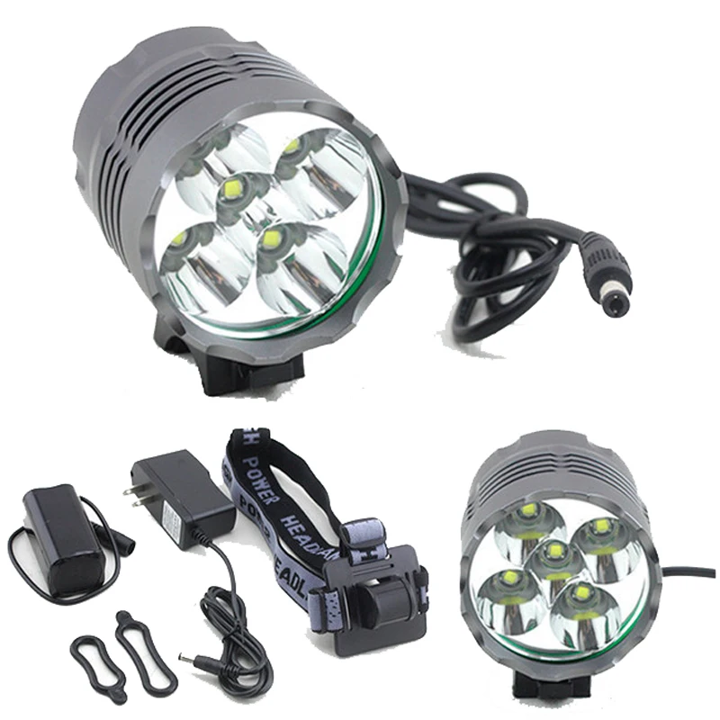 7000 люмен велосипедный шлем свет 5x Cree XM L T6 светодиодный налобный фонарь для