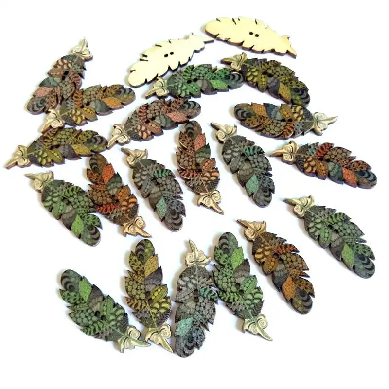 150 шт./лот перо узор случайные цвета отправляются Мультяшные плоские деревянные