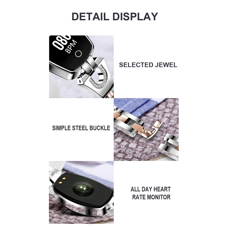 ABGN Hot-H8 women smart wristband Fitness bracelet Heart Rate Monitor blood pressure oxygen band best gift for Lad | Электроника
