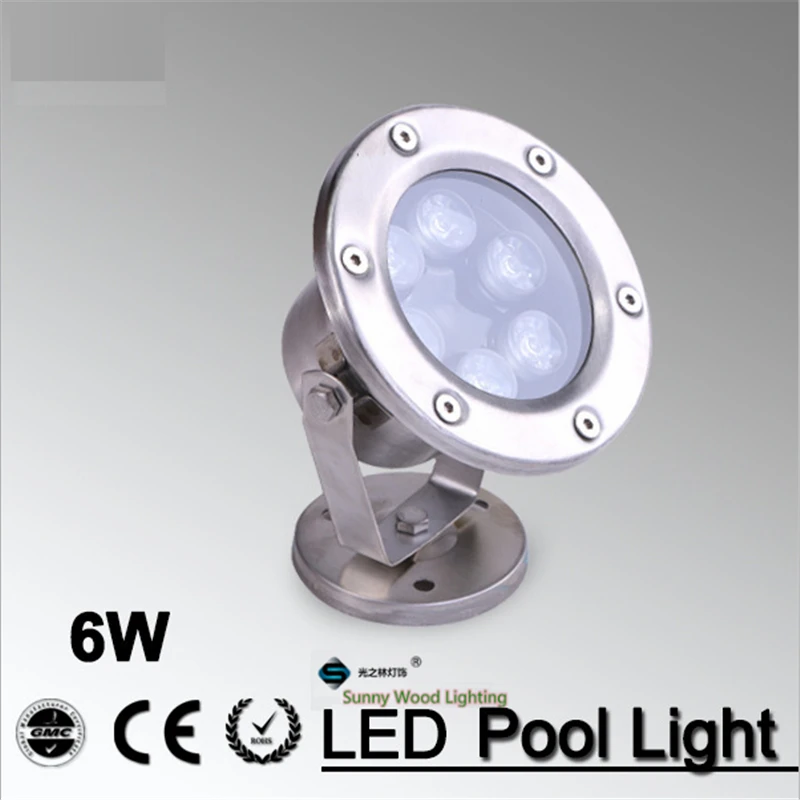 12/24 В переменного тока 6 Вт IP68 Светодиодный светильник для бассейна/пруда/фонтана