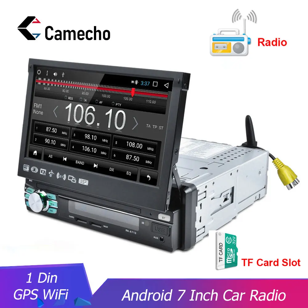 Camecho 1 Din автомобильное радио Android Bluetooth Автомагнитола Автомобильный