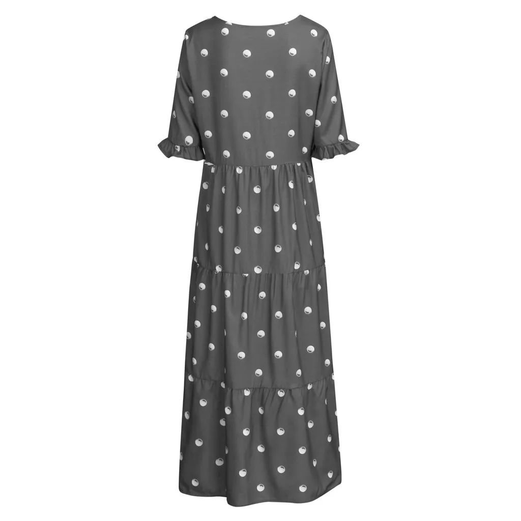 Vestidos, женское летнее платье, модное платье в горошек, с принтом, с открытыми плечами, кружевное, с рюшами, с бантом, длинное платье,, robe femme