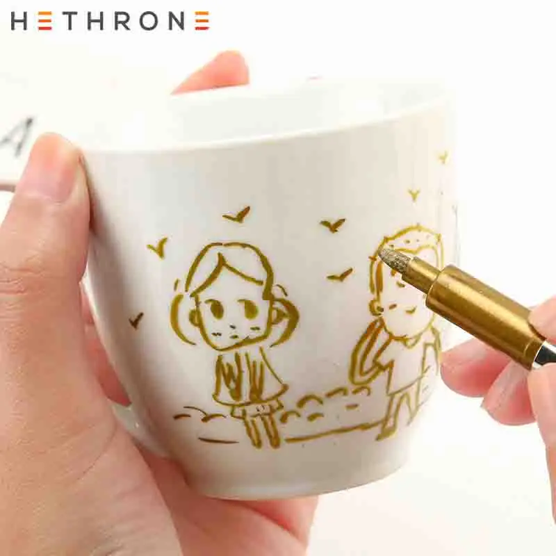 Hethrone 4 шт. золотые Маркеры Ручка для рисования Перманентная металлическая краска