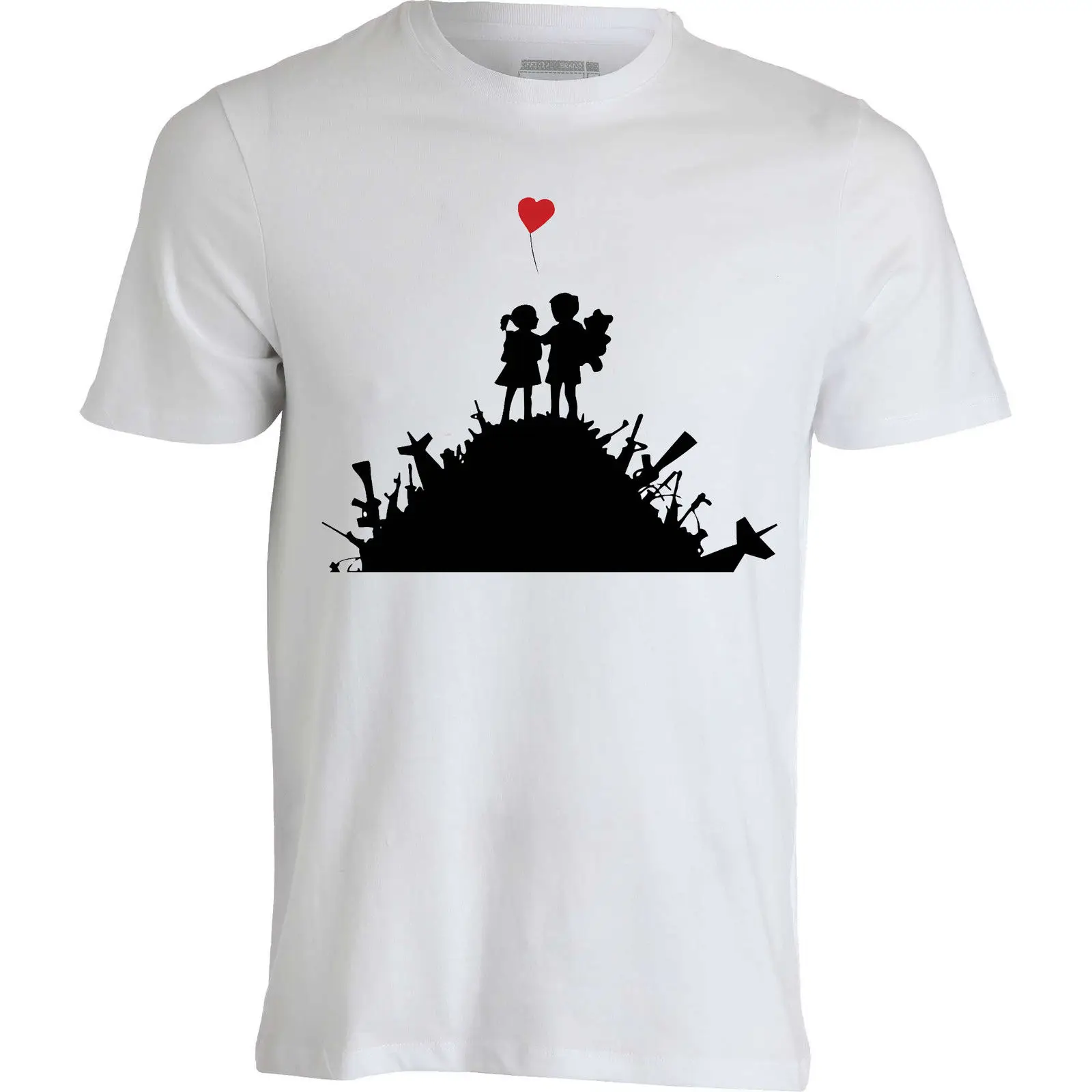 Бэнкси стрит арт Make Love Not War мужская (женская доступная) футболка белая крутая