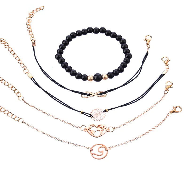 Бесплатная доставка 5 шт./компл. бриллиантовые браслеты для женщин резные полые