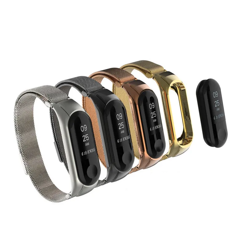 Миланский ремешок для Xiaomi Mi Band 3 магнитный металлический сетчатый стальной