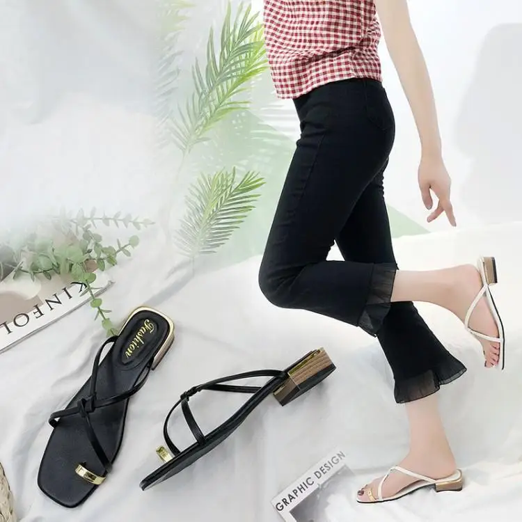 Женские босоножки с узкими ремешками летние туфли открытым носком и