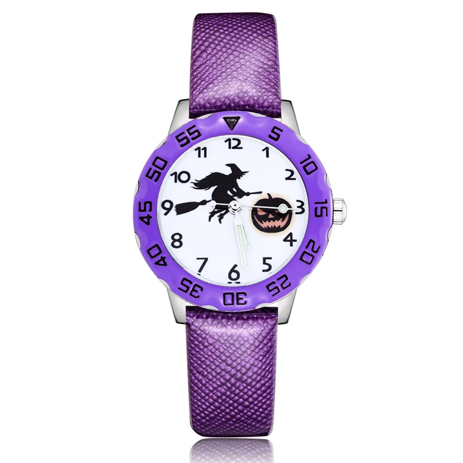 Fashion HALLOWEEN Witch Pumpkin Style Children's Kids Student Girls Boys Quartz Leather Wrist Watches Clcok JM53 | Наручные часы
