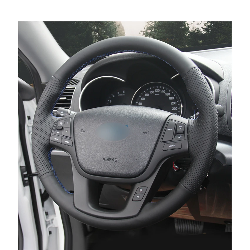 Сшитая вручную черная искусственная кожа для Kia Sorento 2009 2014 K7 Cadenza 2011 2015|Чехлы на