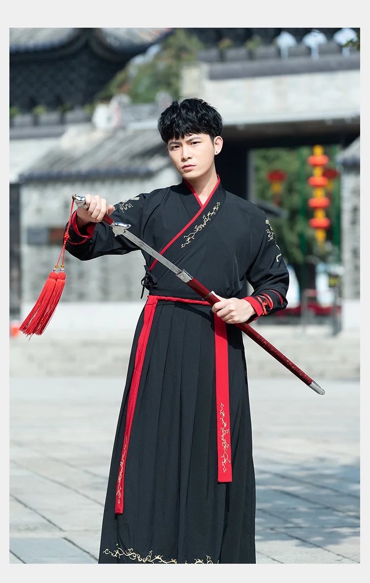 Мужской костюм Hanfu Женский сценический костюм Han Ele Мужская t одежда для выступлений мужской Традиционный китайский стиль Национальный комплект одежды DN3509
