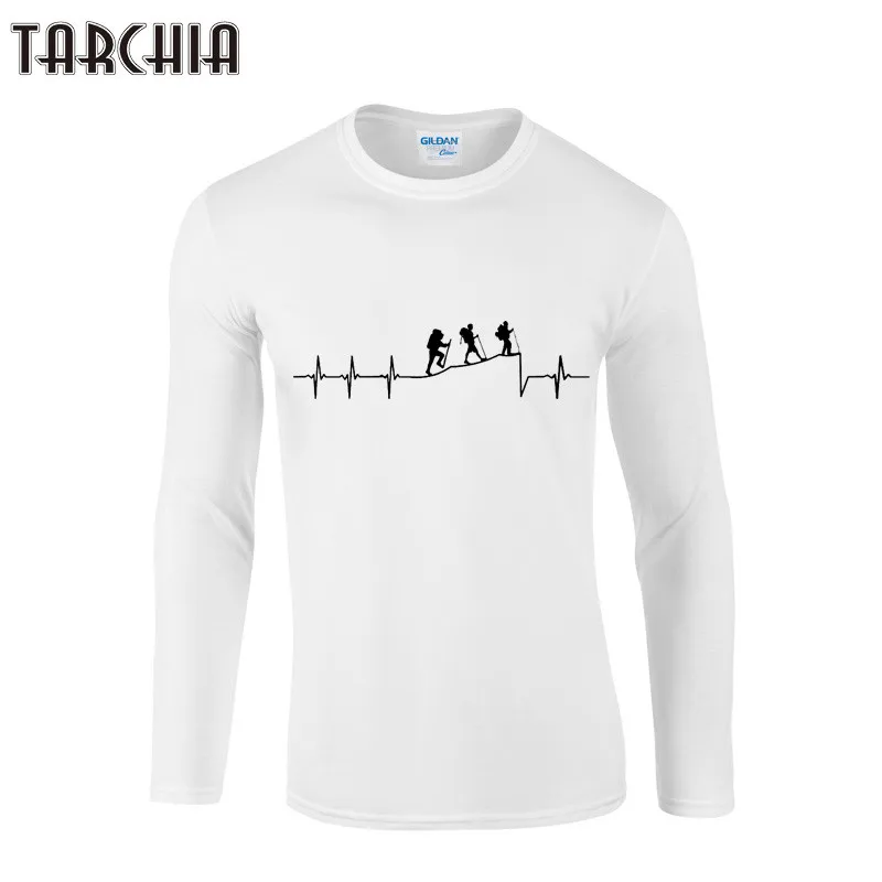 Футболка TARCHIA мужская с забавным принтом приталенная тенниска длинным рукавом