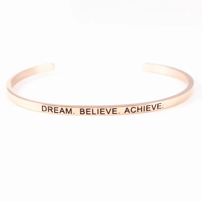 Women Bracelet Of Stainless Steel Engraved Message Bracelets Personalized Positive Inspirational Bangle Drop Shipping | Украшения и