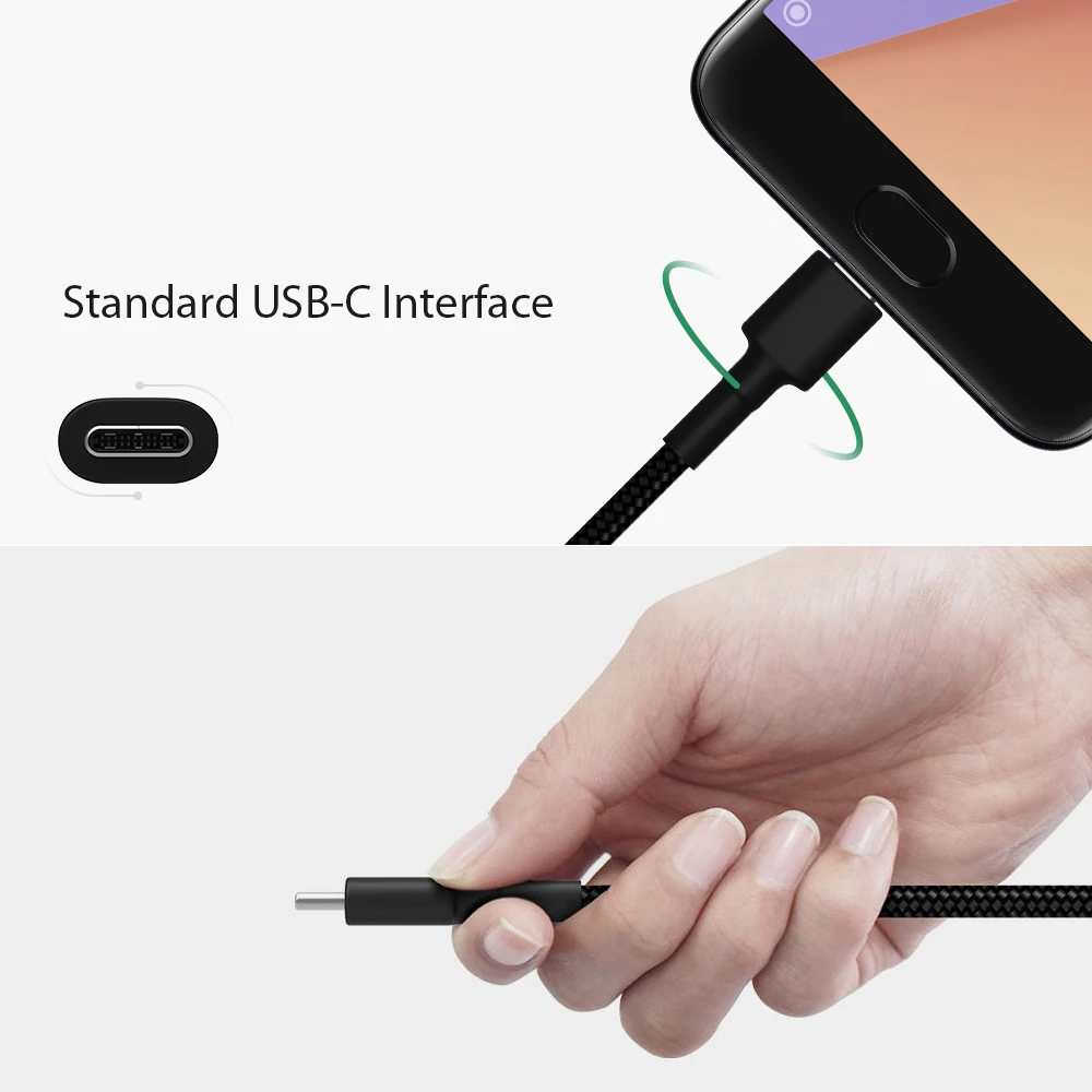 Xiaomi USB-C кабель для передачи данных TPE тканевый Плетеный type-C кабель для передачи данных Быстрая зарядка стабильный кабель для передачи данных зарядный кабель