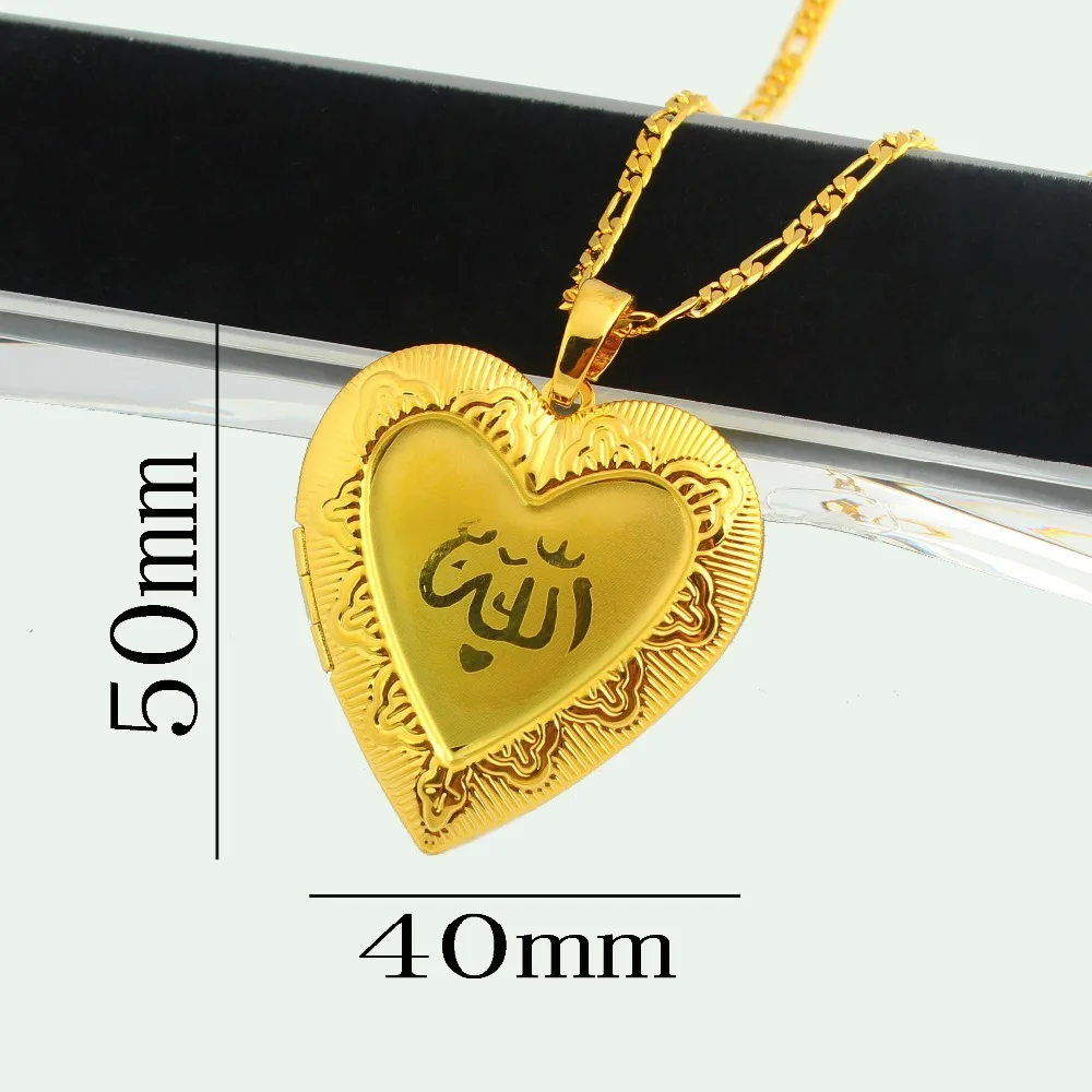 

The New Heart Allah Pendant Necklace With Gold color For Islam Muslim Women Men