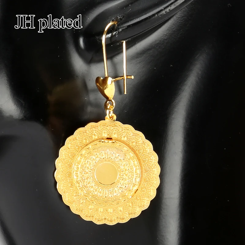 JHplated африканские Ювелирные серьги из Эфиопии круглые двухслойные скульптуры для