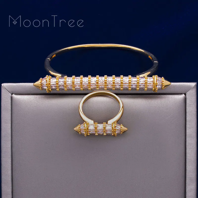 Новое поступление роскошный набор колец MoonTree в форме ногтей с кубическим